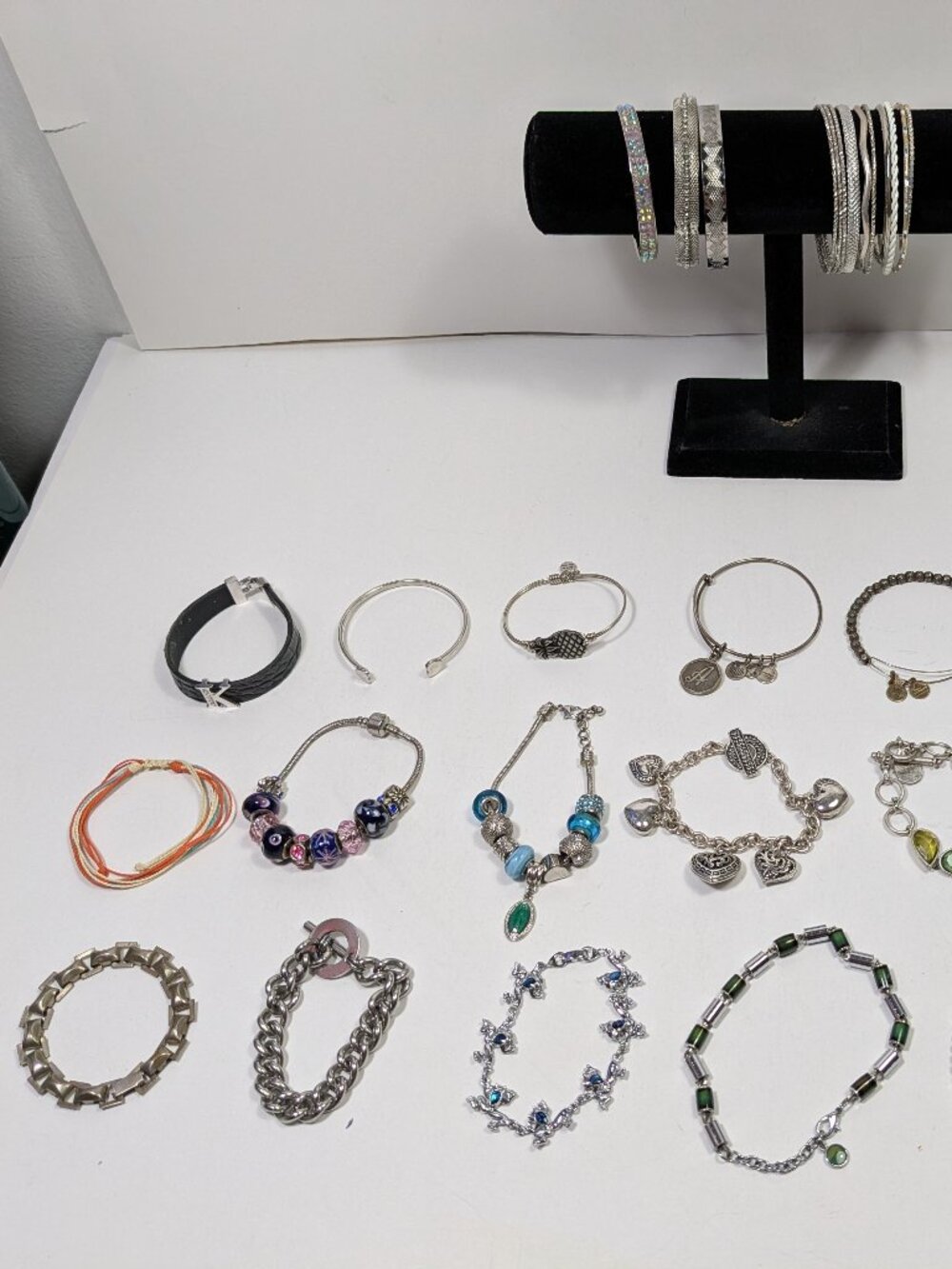 Silver Tone Bracelet Lot 33 Fashion Jewelry Ready to Wear Variety Styles Colors